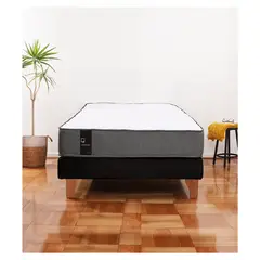 LATAM HOME - Cama Europea Zen Best 1.5 Plaza Colchon Resortes Base Dividida Tela Negro
