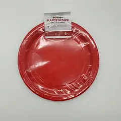 FLIPEREX - Set 6 Platos Desechables 18 Cm Colores Para Cumpleaños - Rojo