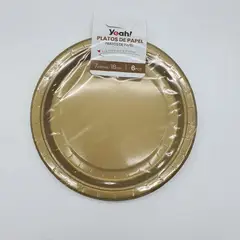 FLIPEREX - Set 6 Platos Desechables 18 Cm Colores Para Cumpleaños - Dorado