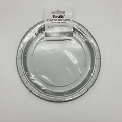 FLIPEREX - Set 6 Platos Desechables 18 Cm Colores Para Cumpleaños - Plateado