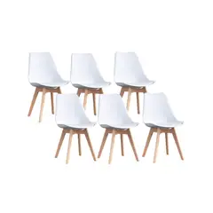 HABITA2 CHILE - Pack de 6 sillas de comedor acolchada Tulip Blanco