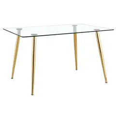PANDALINO - Mesa Rectangular Vitreo 130x80 Dorado - Vidrio Templado