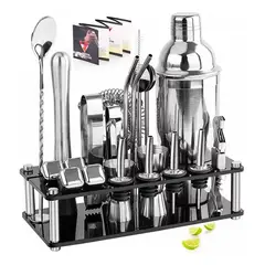 EVERSO - Juego De Cócteles Para Bar Pub 23 Piezas 750m Base Color Plateado