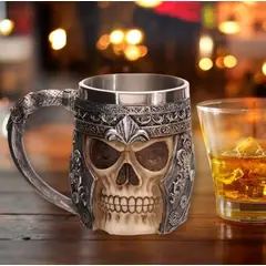 GENERICO - Taza Vikingo Halloween Calavera Casco