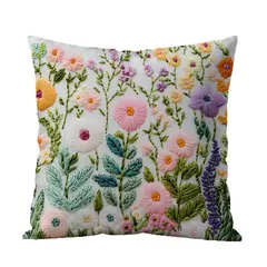 DANWEILE - Fundas de Almohada Minimalistas con Bordado de Flores y Plantas Verdes