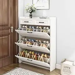 ANGELES DEL HOGAR - Zapatero Organizador Estante Con Puertas Blanco 3 Niveles