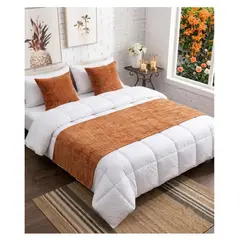 GENERICO - Set Piecera Chenille Color Terracota cm + 2 Fundas cm 2 Plazas o King