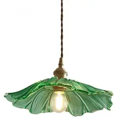 HOME NEAT - Lámpara Colgante 30 cm de Vidrio en Forma de Flor - Verde