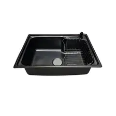 MODERN SPACE - Lavaplatos 61x43 Cm Negro Sobre Cubierta Con Accesorios Ms