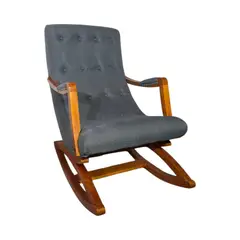 DISEÑOS VALESTRINI - SILLA MECEDORA LINO GRIS MEDIO