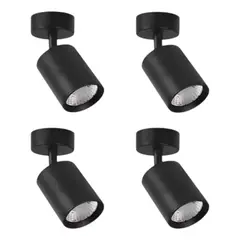 WANT - 4 Focos Aplique Sobrepuesto Dirigible Negro 7w Luz Fría