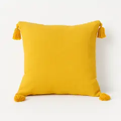 ALTERNATIVE - Funda De Cojín Diseño Moderno Amarillo Con Borlas 45x45 Cm 615.
