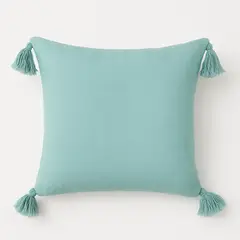ALTERNATIVE - Funda De Cojín Diseño Moderno Turquesa Con Borlas 45x45 Cm 615.