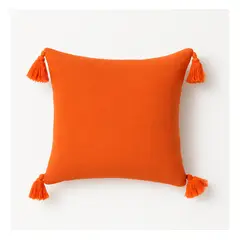 ALTERNATIVE - Funda Cojín 45x45 - Naranja con Borlas Decorativas - 615