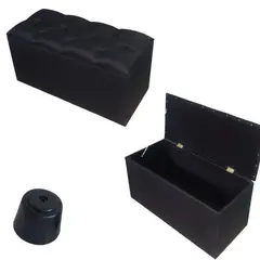 GENERICO - Banqueta baúl organizador lino negro