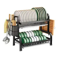 MUNDO MAGIA - Secador Escurridor De Loza Platos 2 Niveles Acero Inoxidable