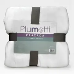 PLUMETTI - Frazada Flannel 1.5 Plazas / Blanco –