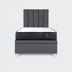 IVI HOME - Cama baúl 1,5 plazas Elite Athenas con respaldo Tubular gris