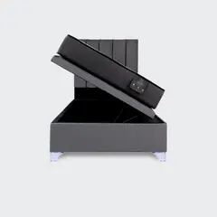 IVI HOME - Cama baúl 1 plaza Elite Athenas apertura horizontal con respaldo tubular gris