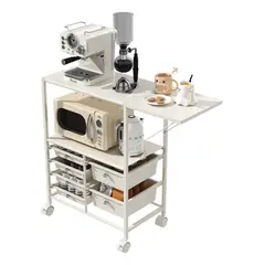 EVERSO - Carrito Organizador Estante Rack Extensible Con 6 Cajones Blanco