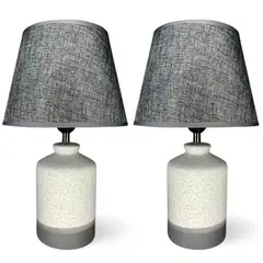 GENERICO - Pack X2 Lámparas Velador Con Pantalla Decoración Dormitorios Ceramica