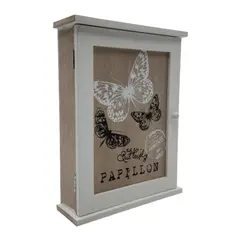 FLIPEREX - Porta Llaves De Madera Mariposas 6 Ganchos Cuadro Colgador