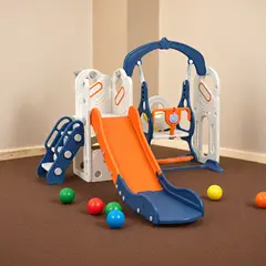 IGPRO - Resbalín 4 en 1 columpio aro de baloncesto y bodega Azul