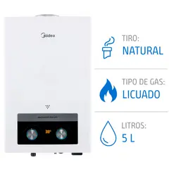 MIDEA - Calefont 5 Litros Tiro Natural Gas Licuado