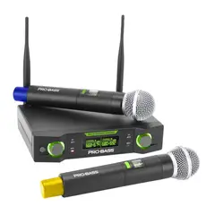 PROBASS - Micrófono Inalámbrico doble UF 224 Multi Frecuencia