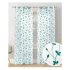 GENERICO - Cortina Velo Visillo Bordado 140 x 230 cm 2 Paños - Tres Hojas M1013.