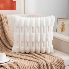 ALTERNATIVE - Funda Cojín Relieve -Blanca Aterciopelada 45x45 cm - 448.