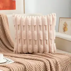 ALTERNATIVE - Funda Cojín Relieve - Beige Aterciopelada 45x45 cm - 448.