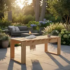 GENERICO - 4 unidades Banca De Madera Terraza Patio Cocina modelo Lelfun Kiñe