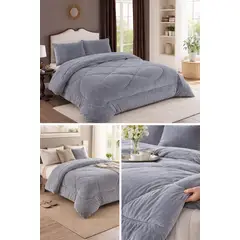 GENERICO - Cubrecama de Invierno Plush con Chiporro 2 plazas Gris