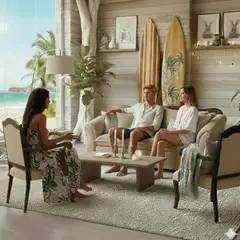 SITIAL HOME - Juego de Living 311 Teheran beige sofa resortes + 2 sitiales madera