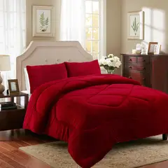 GENERICO - Cubrecama de Invierno Plush con Chiporro 2 plazas Rojo Italiano