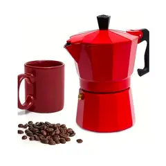 GENERICO - Cafetera Italiana 6 Tazas Roja Moka Express