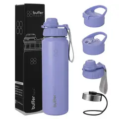 BUFFER FLASK - Termo Botella Agua Termica Acero Inoxidable+Tapas - Lavanda