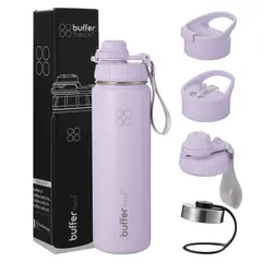 BUFFER FLASK - Termo Botella Agua Termica Acero Inoxidable+Tapas - Lila