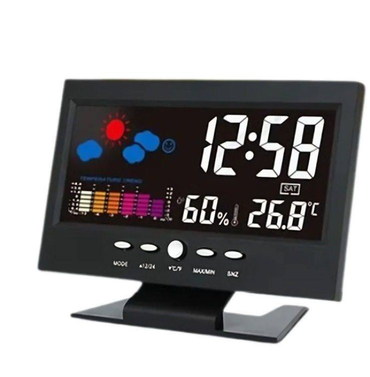 Reloj Despertador Lcd A Color Luz Temperatura Cj8082t.