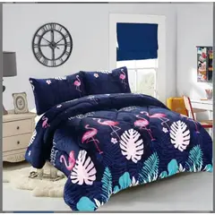 GENERICO - Cubrecama de Invierno Plush con Chiporro 2 plazas Azul RS1016