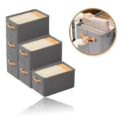 MUNDO MAGIA - 6x Bolsas Organizador Ropa Caja Plegable Asa Almacenamiento