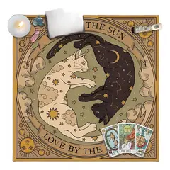 COMPUTECH - Paño Tarot Gatos Terciopelo Tapete Oráculo