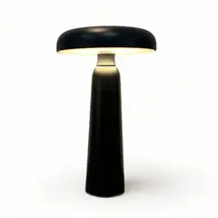 VGO - Lampara de Mesa Negra 24 cm. Recargable con sensor