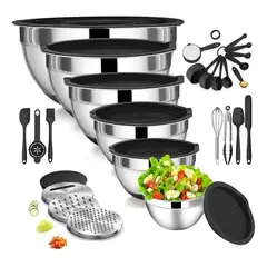 EVERSO - Juego De Bowls Con Tapa Acero Inoxidable Antideslizante