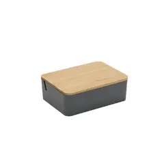 VGO - Espejo de mesa plastico con alhajero Gris