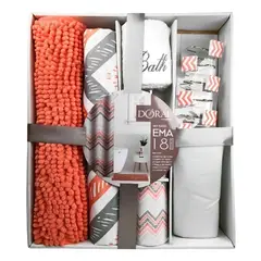 DORAL - Set de Baño Ema 18 Piezas Coral Lineas Diagonales