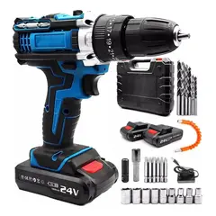 MUNDO MAGIA - Kit Taladro Destornillador Inalámbrico 24v + 2 Baterías