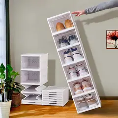 IRM - Zapatero Plegable 6 Niveles Organizador Zapatos Apilable Plastico Resistente Armado Facil FIGOIMPORT