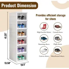 GENERICO - Zapatero plegable de 6 niveles, organizador de plástico resistente y duradero con 6 capas de contenedores apilables para zapatos, fácil instalación